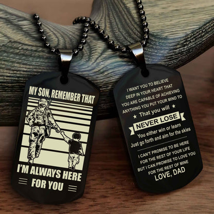 DRB Personalized Double Sided Dog Tag My Son Remember That I Will Always Here You Will Never Lose You Either Win Or Learn