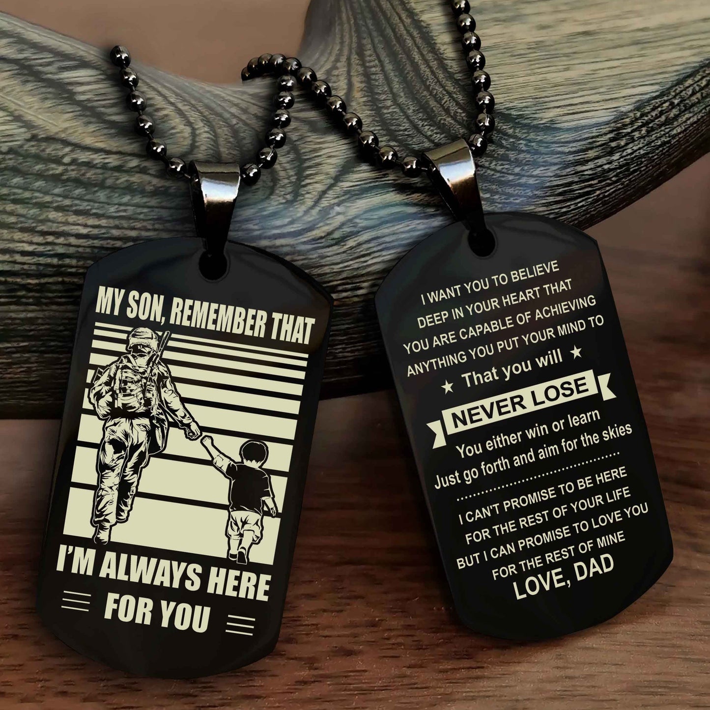 Samurai Personalized Double Sided Dog Tag My Son Remember That I Will Always Here You Will Never Lose You Either Win Or Learn