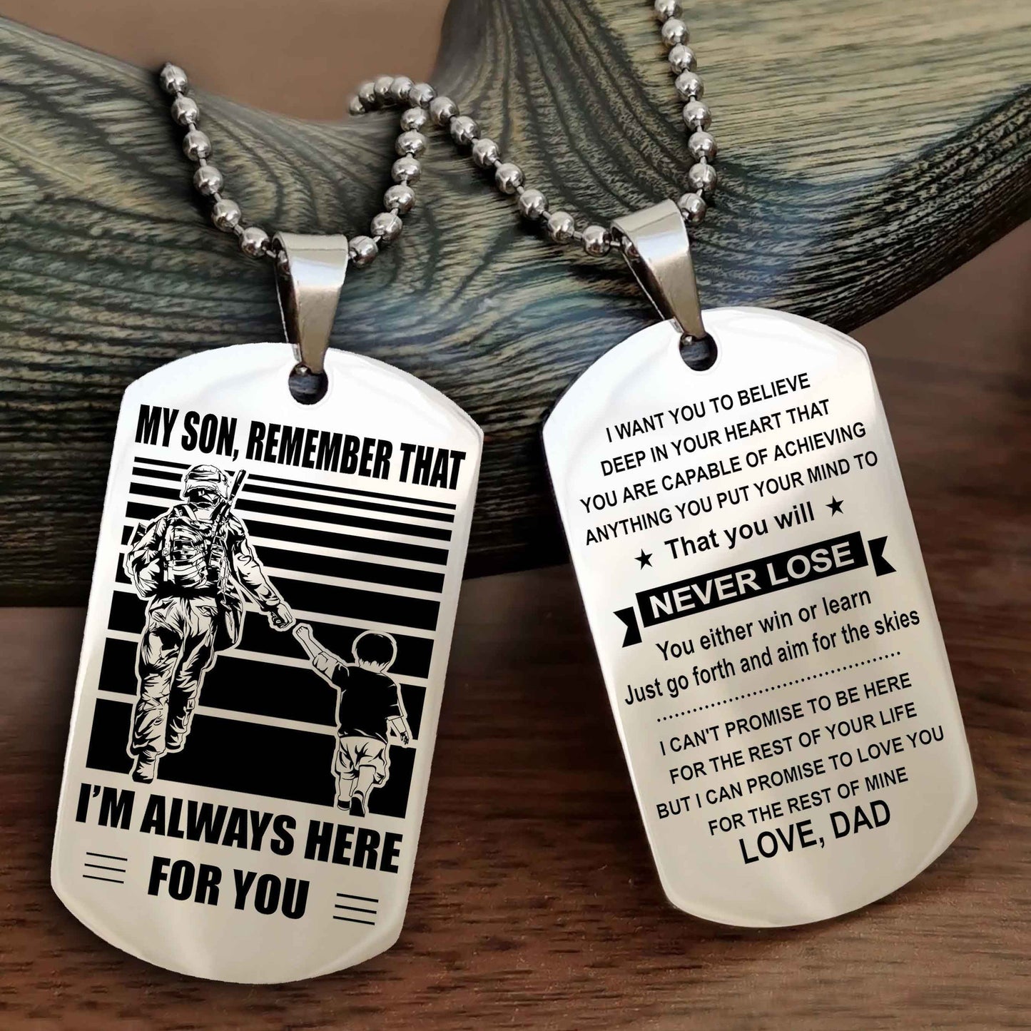 Samurai Personalized Double Sided Dog Tag My Son Remember That I Will Always Here You Will Never Lose You Either Win Or Learn