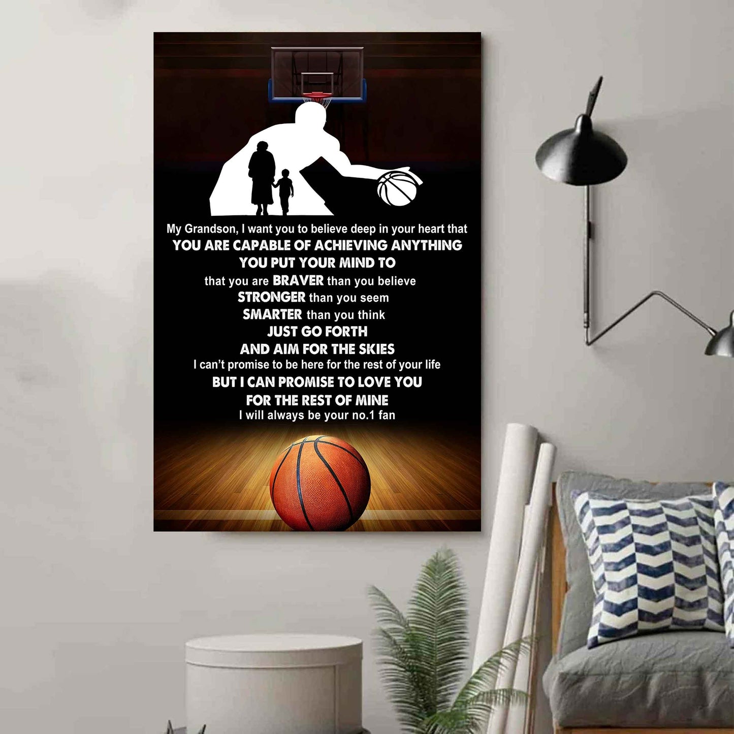 Tennis Poster Canvas Grandma To Grandson - That You Are Braver Than You Believe You Are Capable Of I Will Always Your No 1 Fan