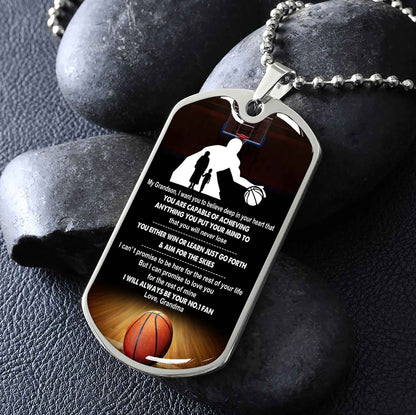 Sport Military Chain 18K Gold Plated Silver Plated To My Grandson From Grandma Motivation Message I Will Always Be Your No 1 Fan