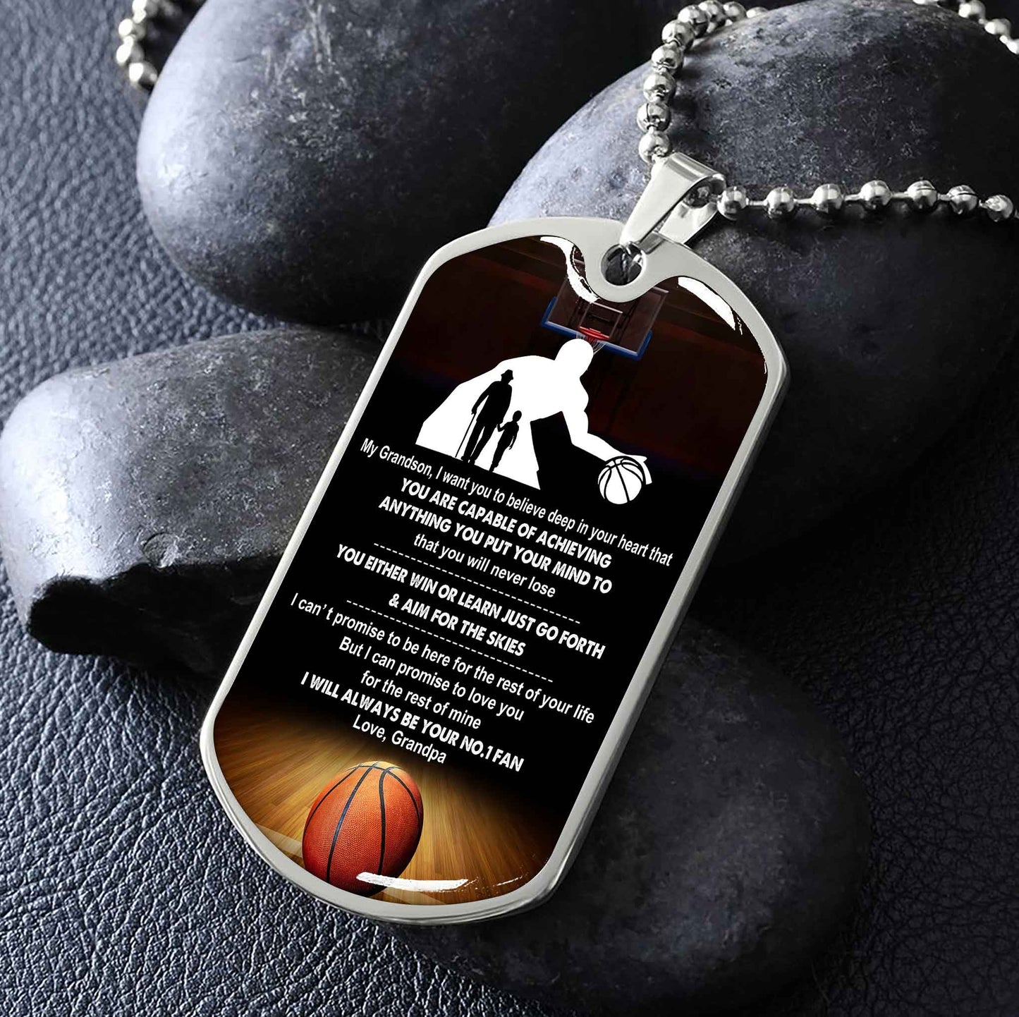 Sport Military Chain 18K Gold Plated Silver Plated To My Grandson From Grandpa Motivation Message I Will Always Be Your No 1 Fan