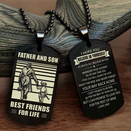 New Viking Double Side Dog Tag Father And Son Best Friends For Life From Dad To Son With Message On The Back Gift For Your Son