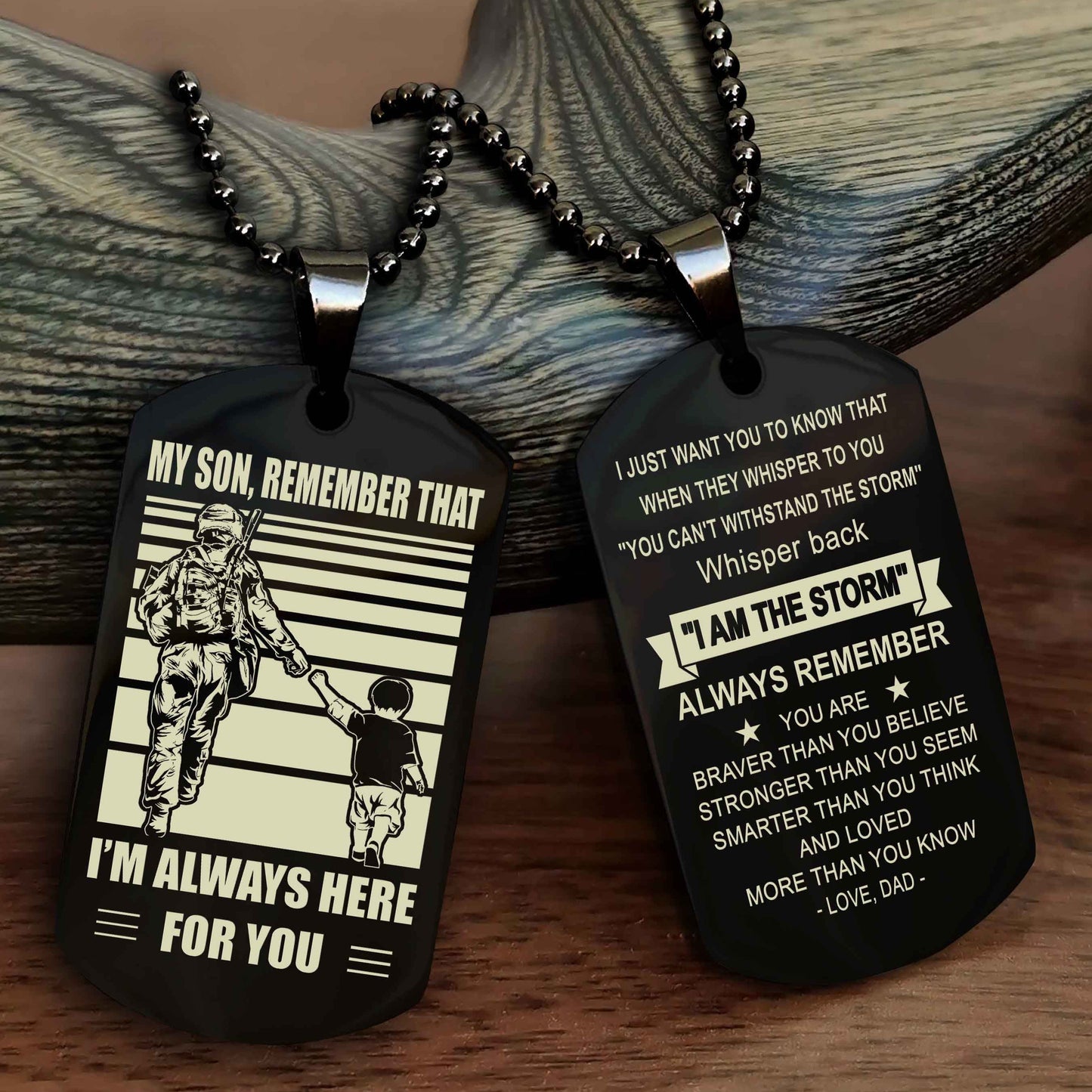 Samurai Personalized Double Sided Dog Tag My Son Remember That I Will Always Here Whisper Back I Am The Storm