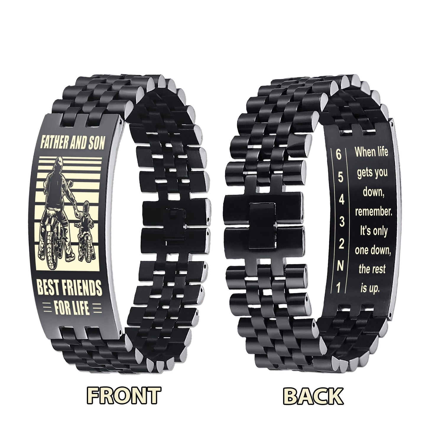 Biker double side bracelet, When life gets you down, remember. It’s only one down, the rest is up.