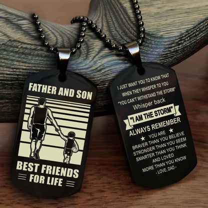 Samurai Personalized Double Sided Dog Tag Silver To My Son I Love You - Whisper Back I'm The Storm
