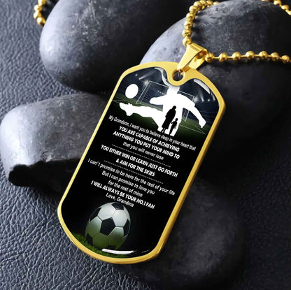 Sport Military Chain 18K Gold Plated Silver Plated To My Grandson From Grandma Motivation Message I Will Always Be Your No 1 Fan