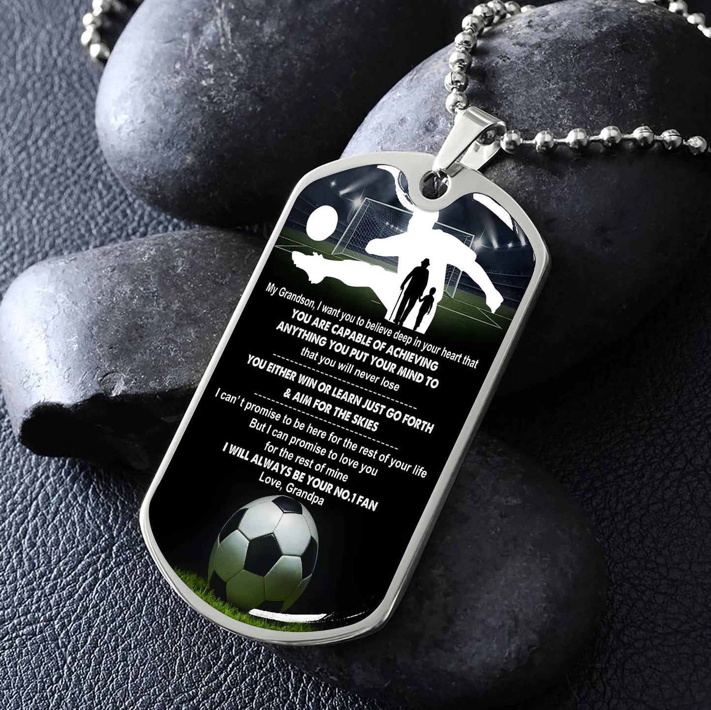 Sport Military Chain 18K Gold Plated Silver Plated To My Grandson From Grandpa Motivation Message I Will Always Be Your No 1 Fan