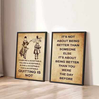 Combo 2 DRB Poster Canvas Quitting Is Not - It's Not About Being Better Than Someone Else It's About Being Better Than You Were The Day Before