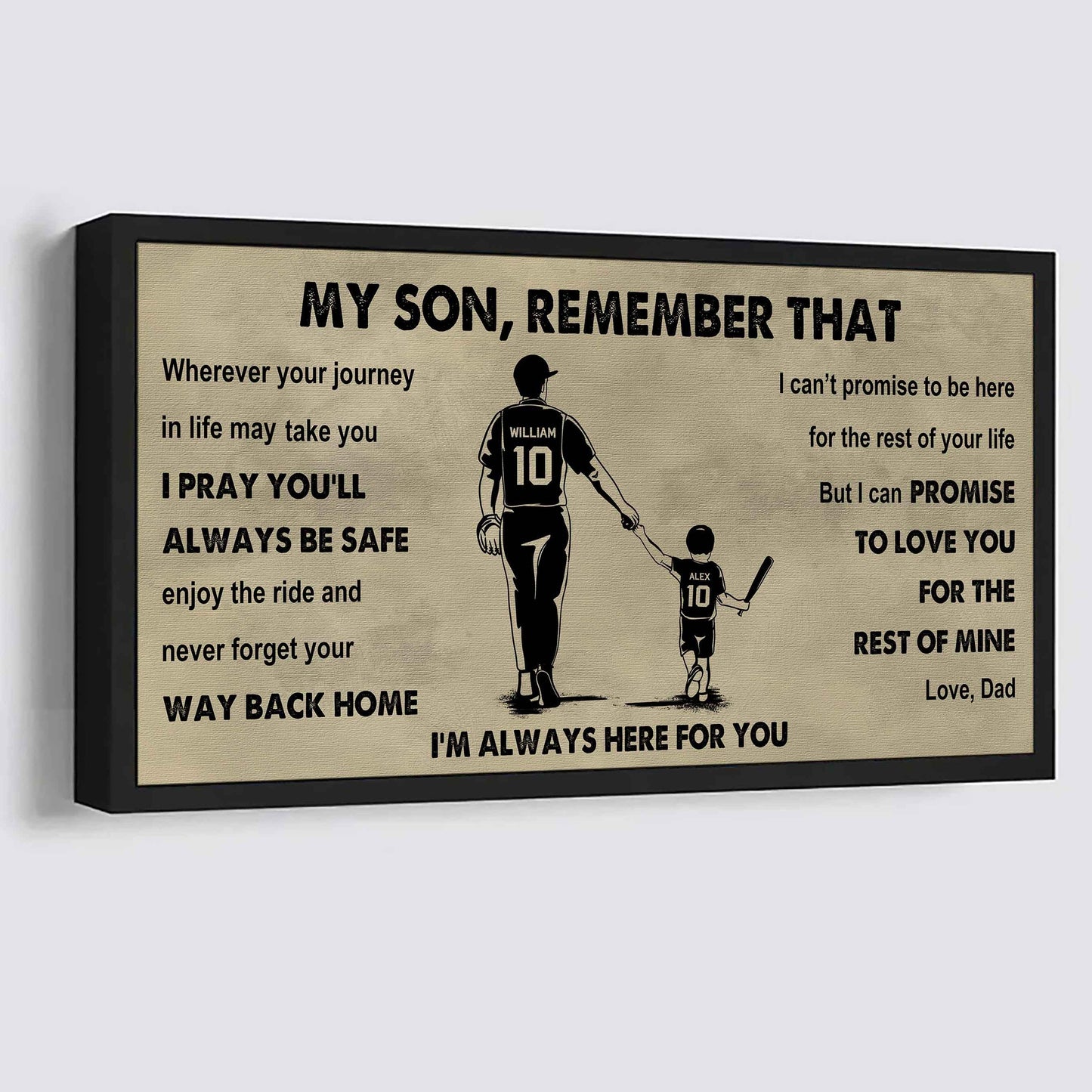 Personalized Sport Poster Canvas -  My Son Remember That Never Forget Your Way Back Home
