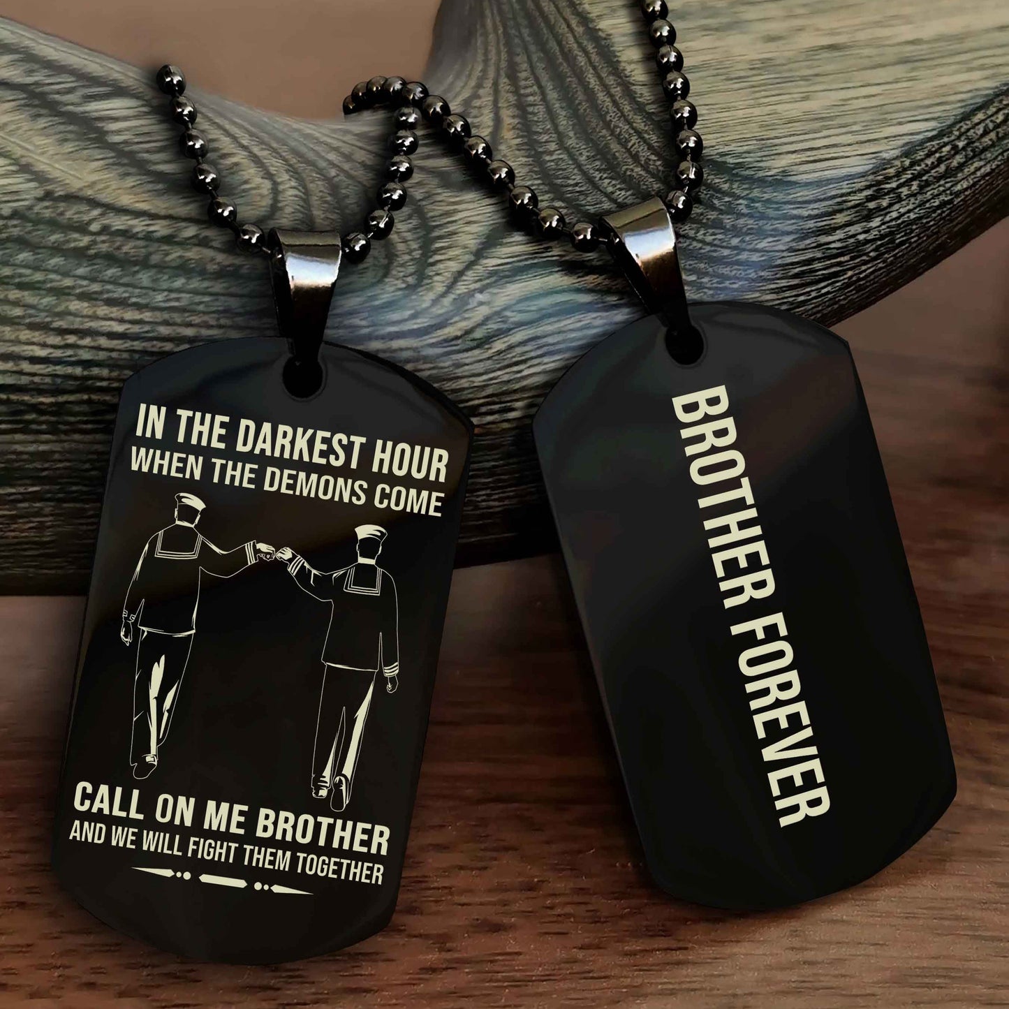 Cowboy Customizable engraved black dog tag double sided gift from brother, brother forevers