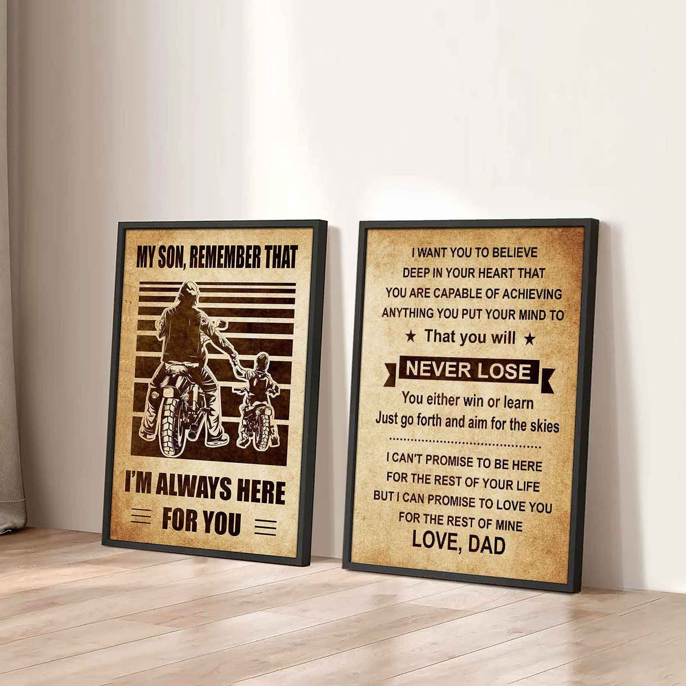 Combo 2 DRB Poster Canvas My Son Remember That - You Will Never Lose You Either Win Or Learn