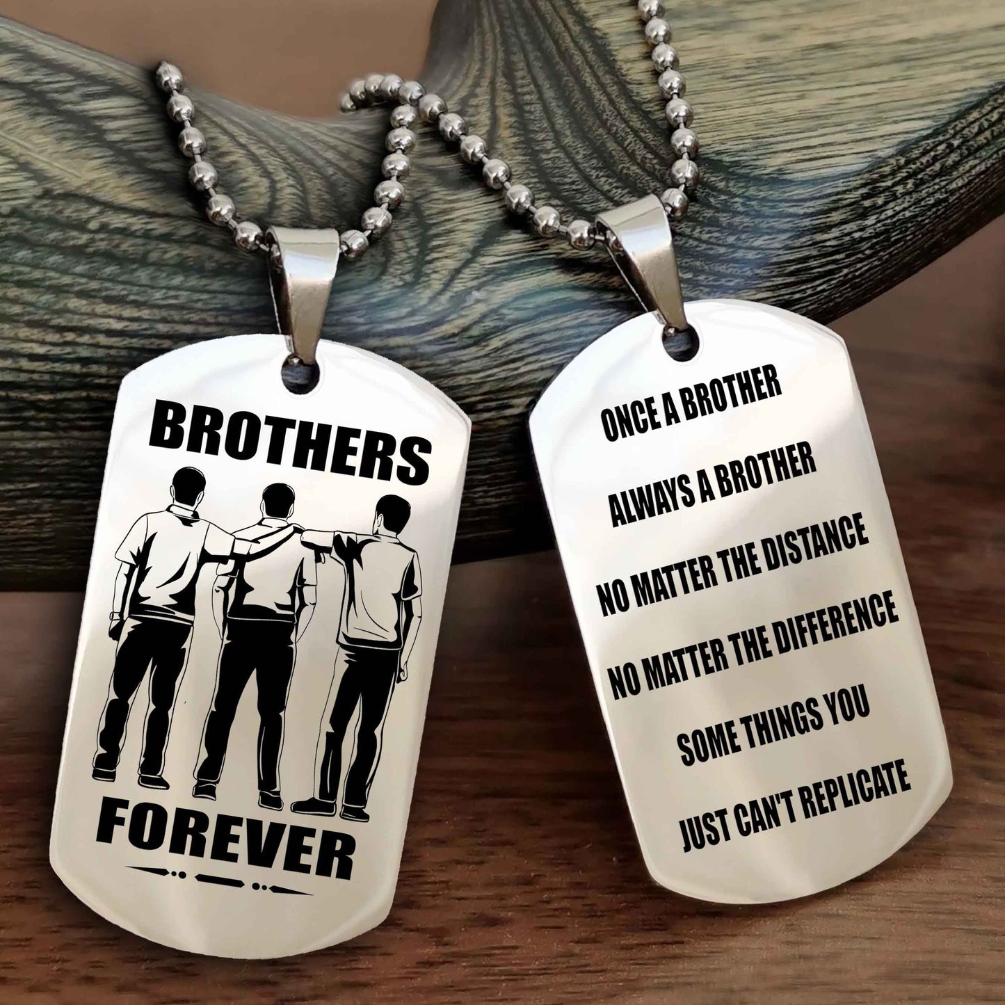 Samurai customizable engraved dog tag double sided gift from brother - Brother Forever Once A Brother Always A Brother