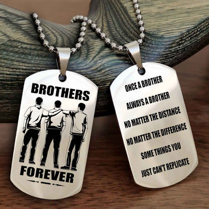 Samurai customizable engraved dog tag double sided gift from brother - Brother Forever Once A Brother Always A Brother