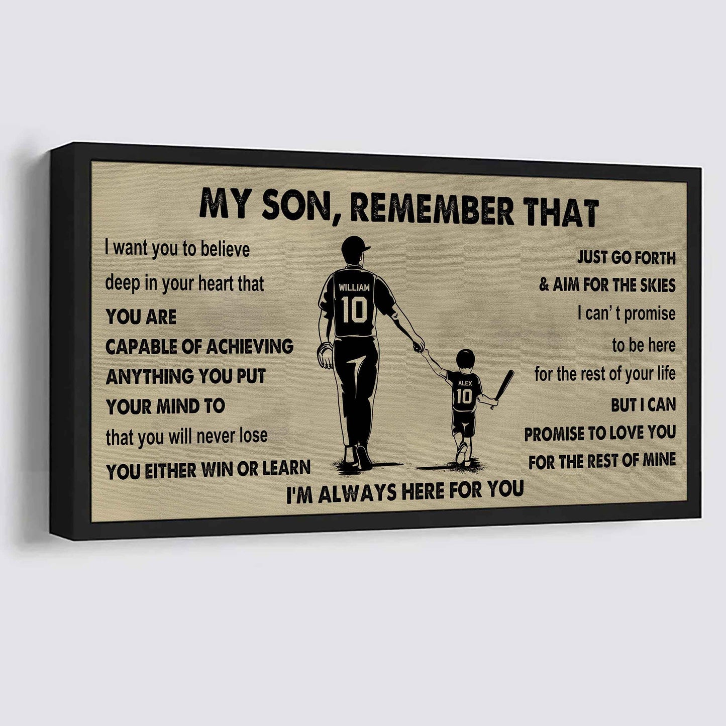 Personalized Sport Poster Canvas -  My Son Remember That You Will Never Lose You Either Win Or Learn