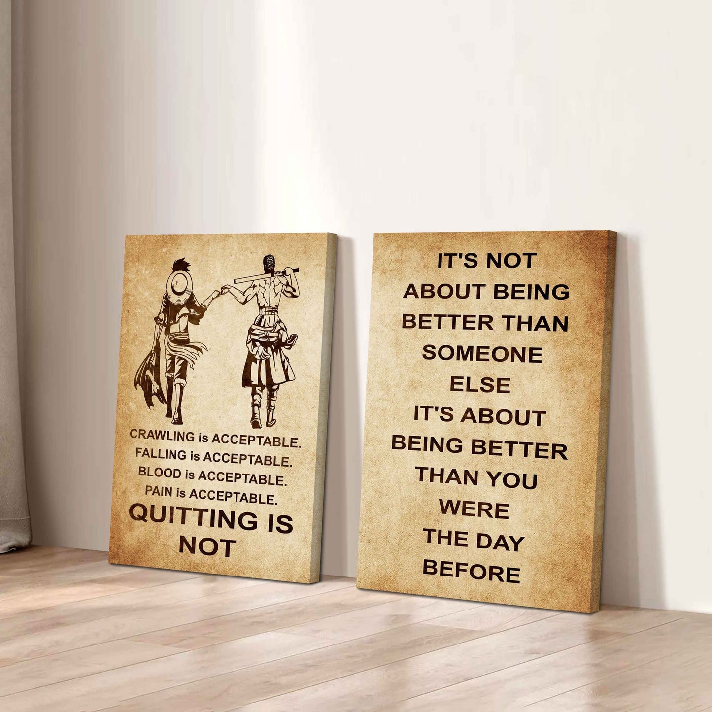 Combo 2 DRB Poster Canvas Quitting Is Not - It's Not About Being Better Than Someone Else It's About Being Better Than You Were The Day Before