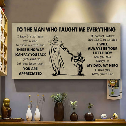 DRB To The Man Who Taught Me Everything - You Will Always Be My Hero Poster Canvas Gift For Father - Photo Upload