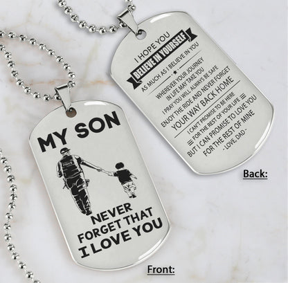 DRB Personalized Double Sided Dog Tag To My Son Never Forget That I Love You - Never Forget Your Way Back Home