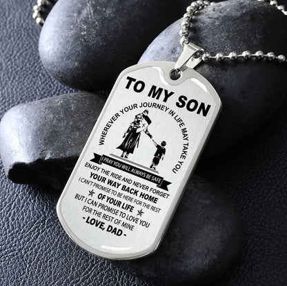 DRB Military Chain 18K Gold Plated Silver Plated To My Son Never Forget Your Way Back Home
