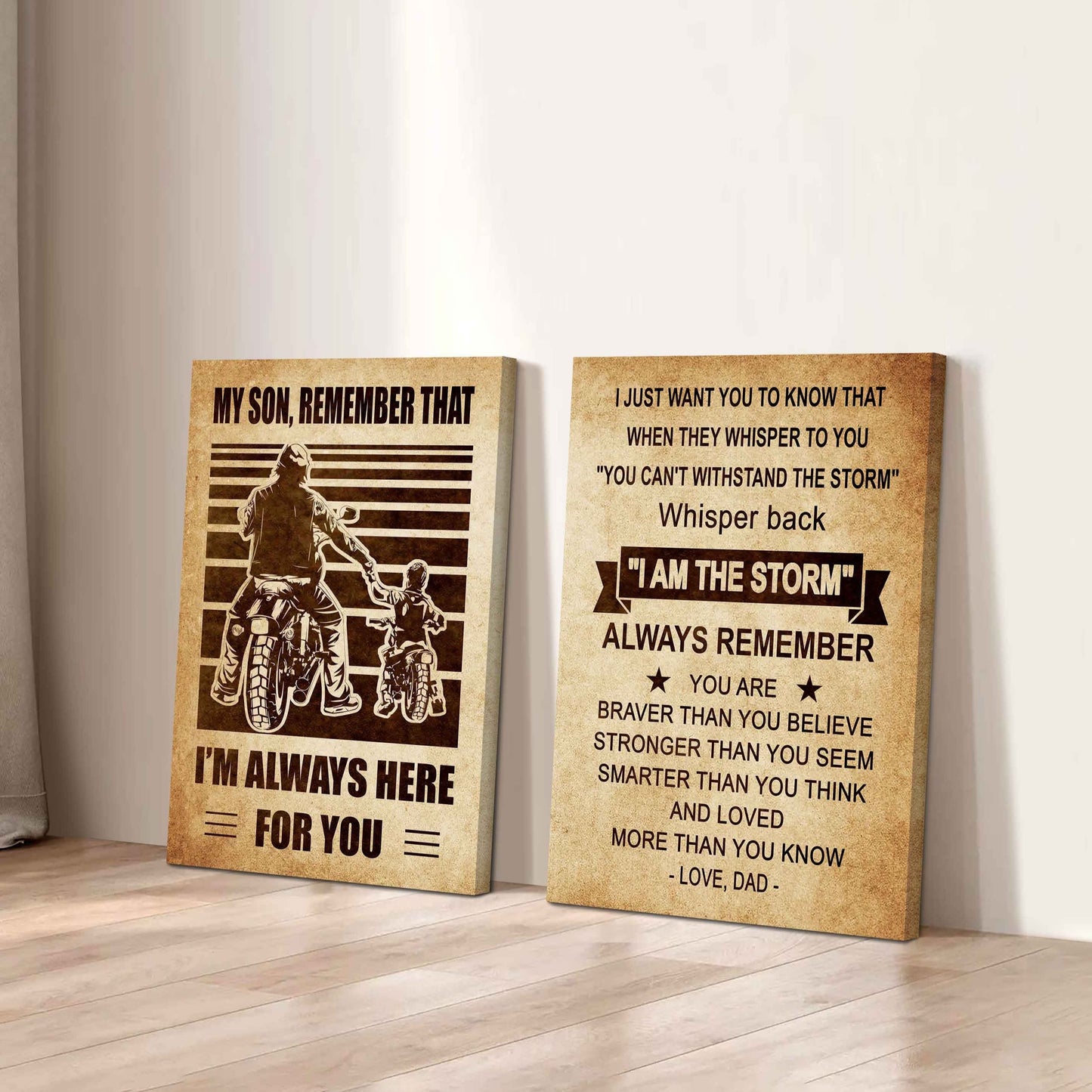 Combo 2 DRB Poster Canvas My Son Remember That - Whisper Back I'm The Storm