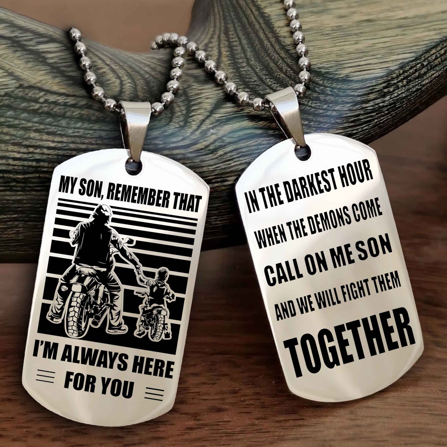 Samurai Personalized Double Sided Dog Tag My Son Remember That I Will Always Here Call On Me Son And We Will Fight Them Together