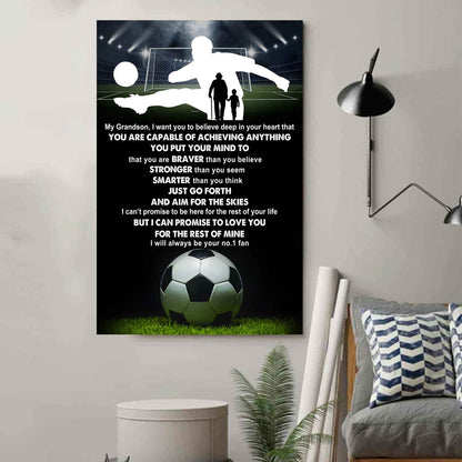 Baseball Poster Canvas Grandpa To Grandson - That You Are Braver Than You Believe You Are Capable Of I Will Always Your No 1 Fan