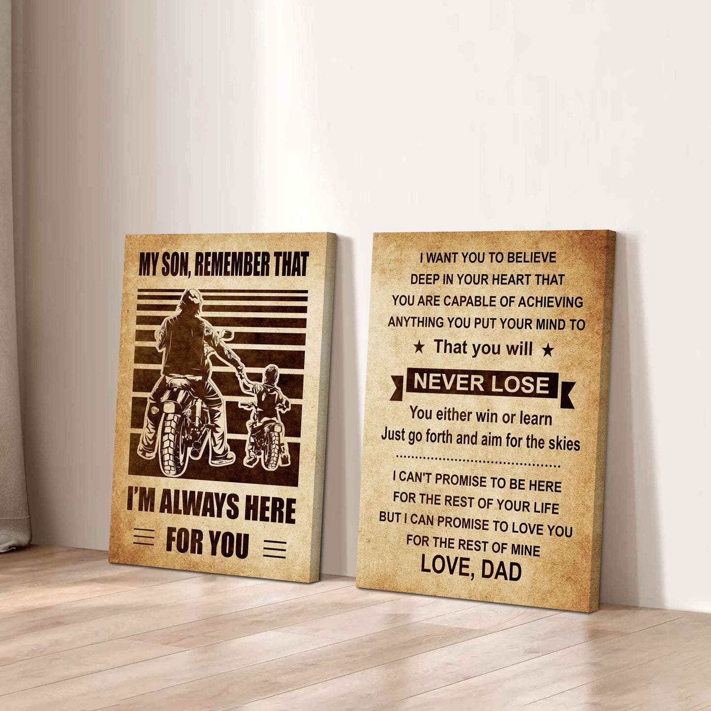 Combo 2 DRB Poster Canvas My Son Remember That - You Will Never Lose You Either Win Or Learn