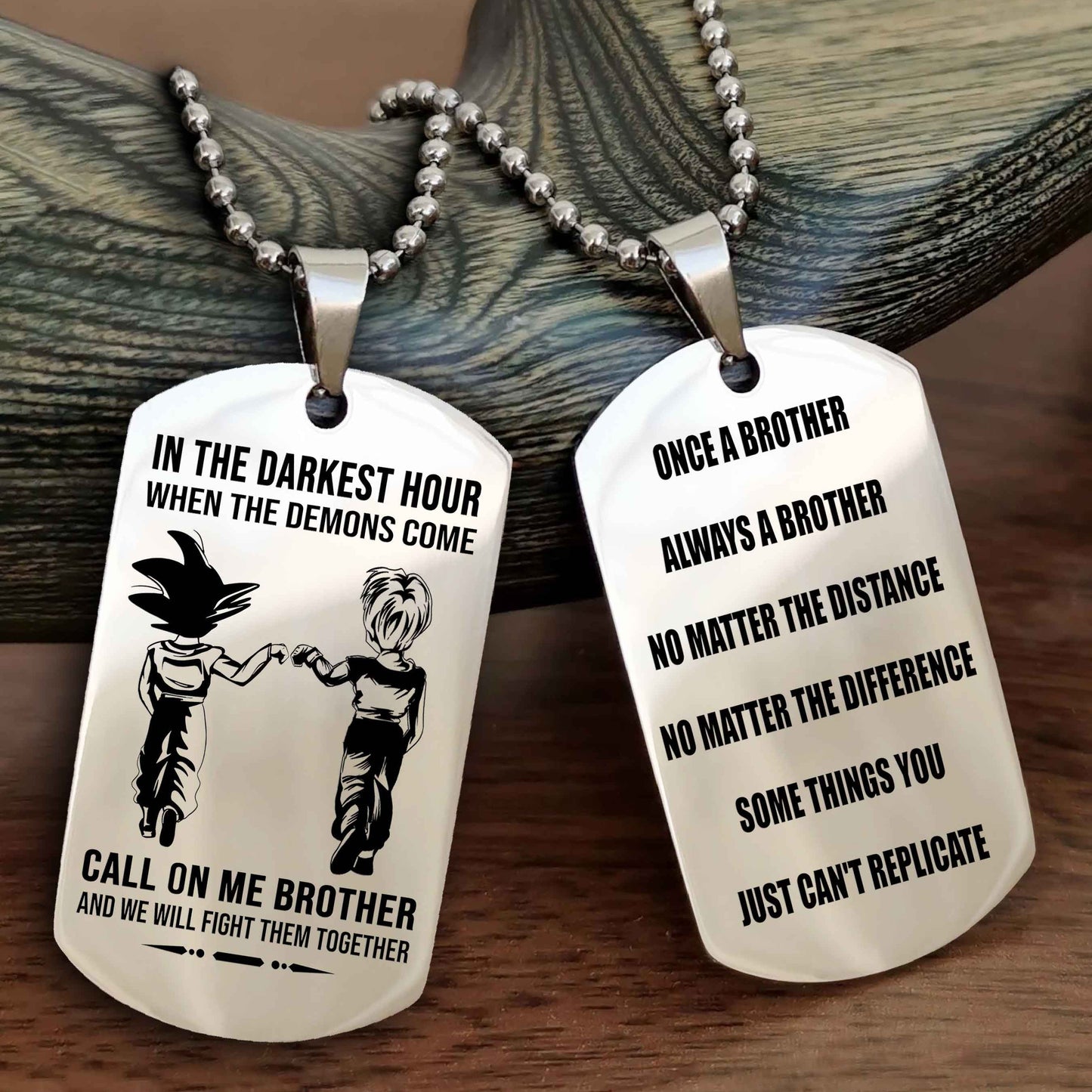 Customizable engraved dog tag double sided gift from brother Once A Brother Always A Brother