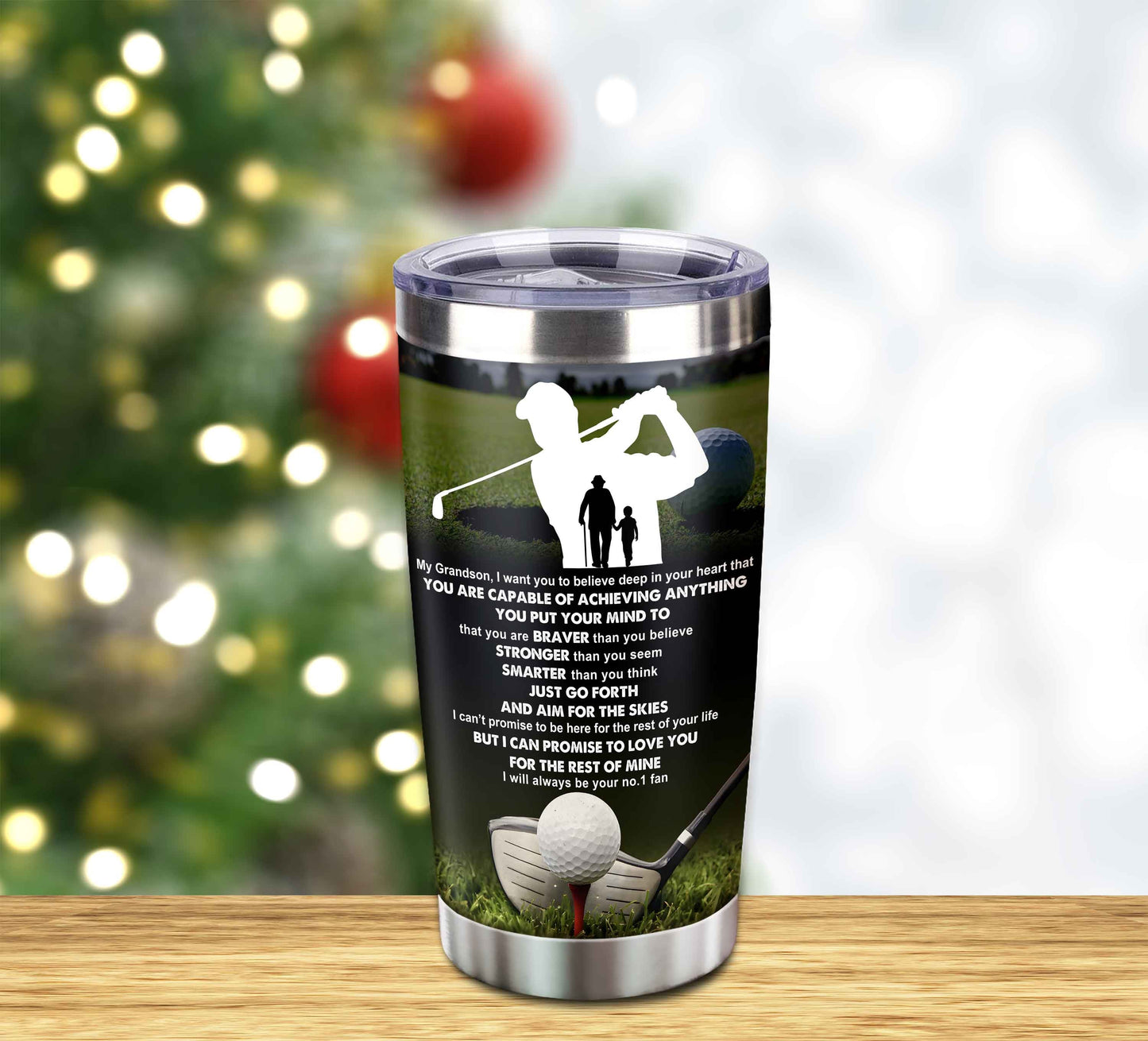 Customizable Tumbler To My Grandson With Inspriration Quotes From Grandpa And Grandma