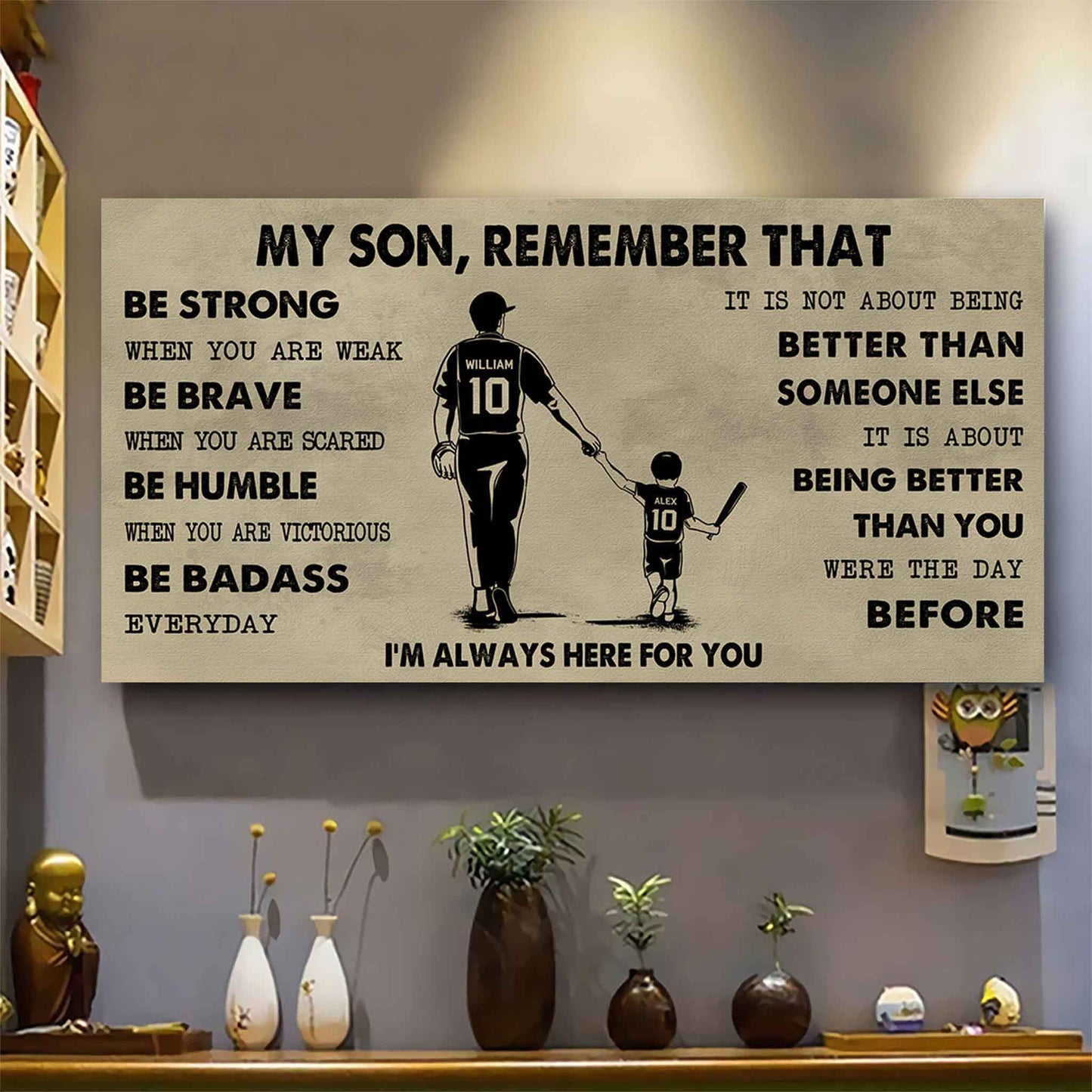 Personalized DRB Poster Canvas - My Son Remember That Be Strong When You Are Weak Be Badass Everyday