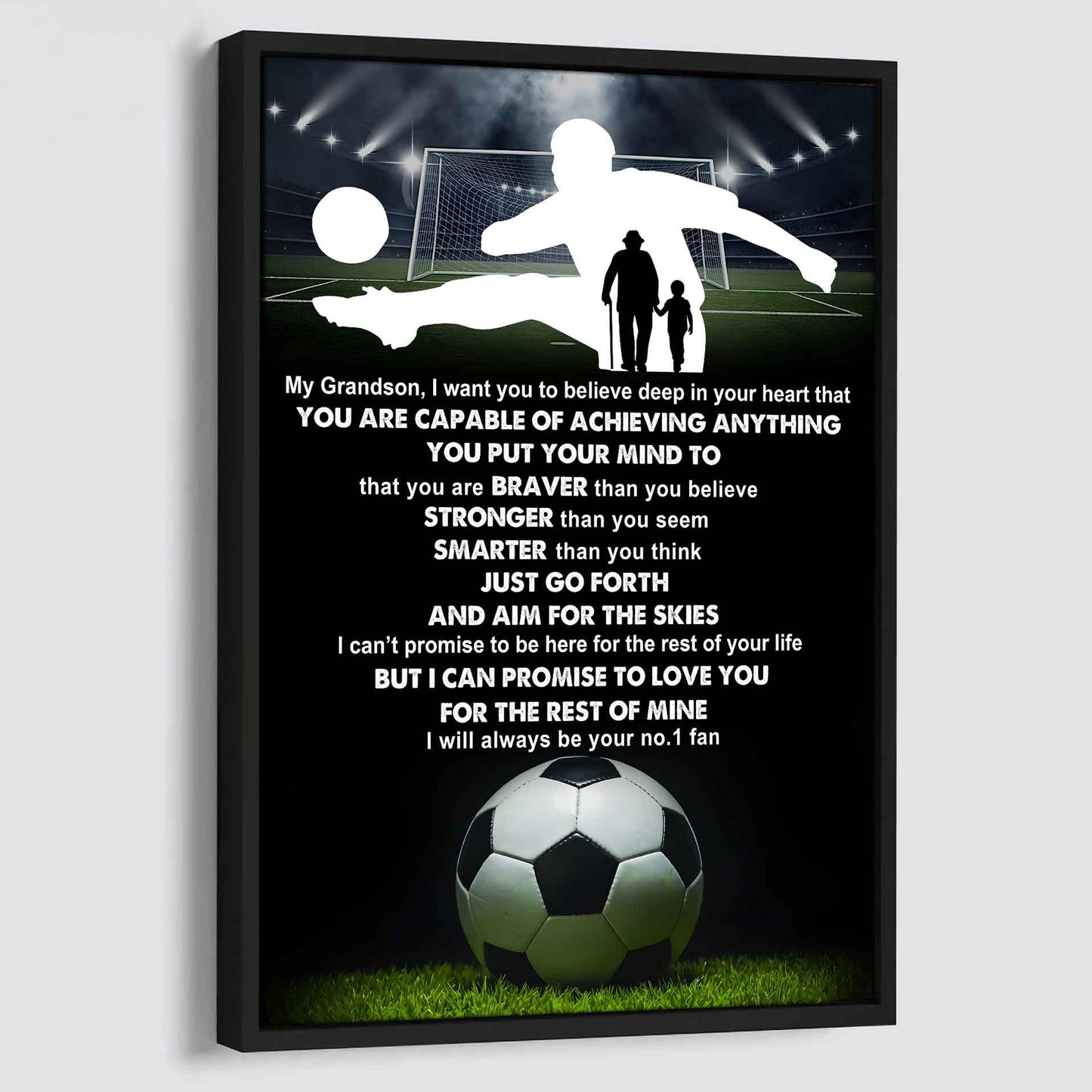 Sport Basketball Poster Canvas Grandpa To Grandson - That You Are Braver Than You Believe You Are Capable Of I Will Always Your No 1 Fan