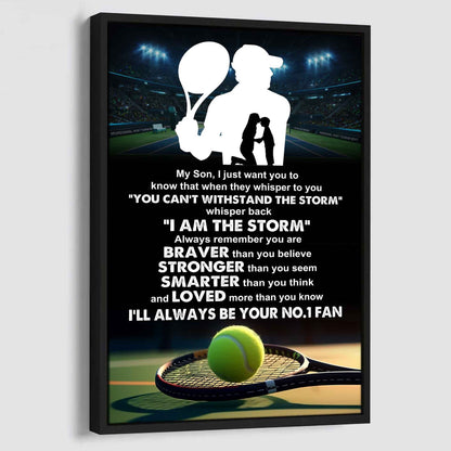 Baseball Poster Canvas Mom To Son - Whisper Back I Am The Storm I Will Always Your No 1 Fan