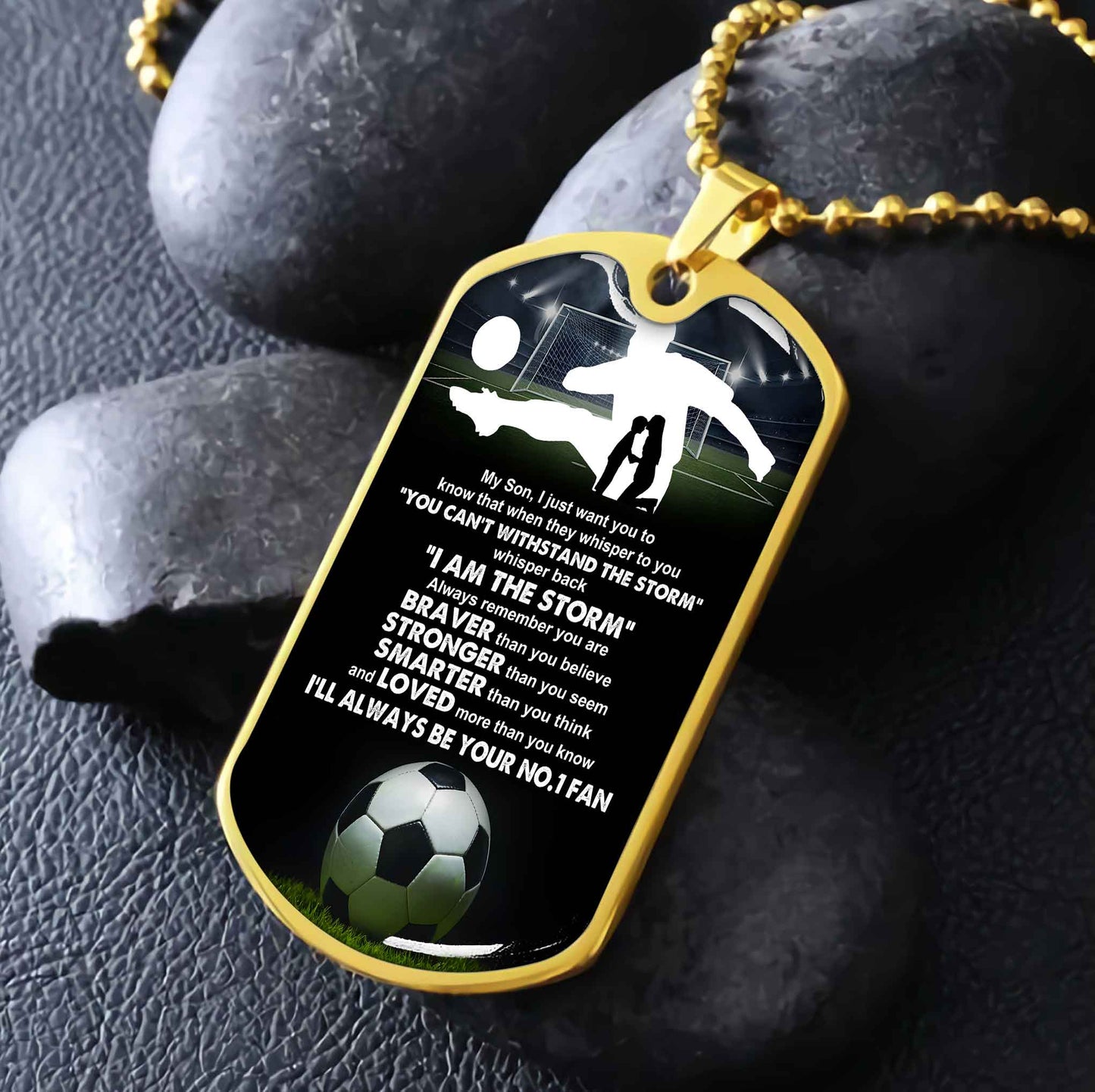 Sport Military Chain 18K Gold Plated Silver Plated To My Son From Mom Motivation Message I Will Always Be Your No 1 Fan