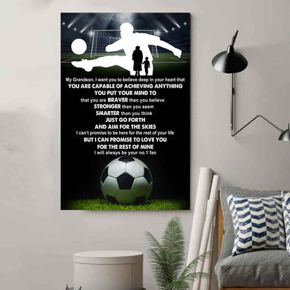 Tennis Poster Canvas Grandma To Grandson - That You Are Braver Than You Believe You Are Capable Of I Will Always Your No 1 Fan