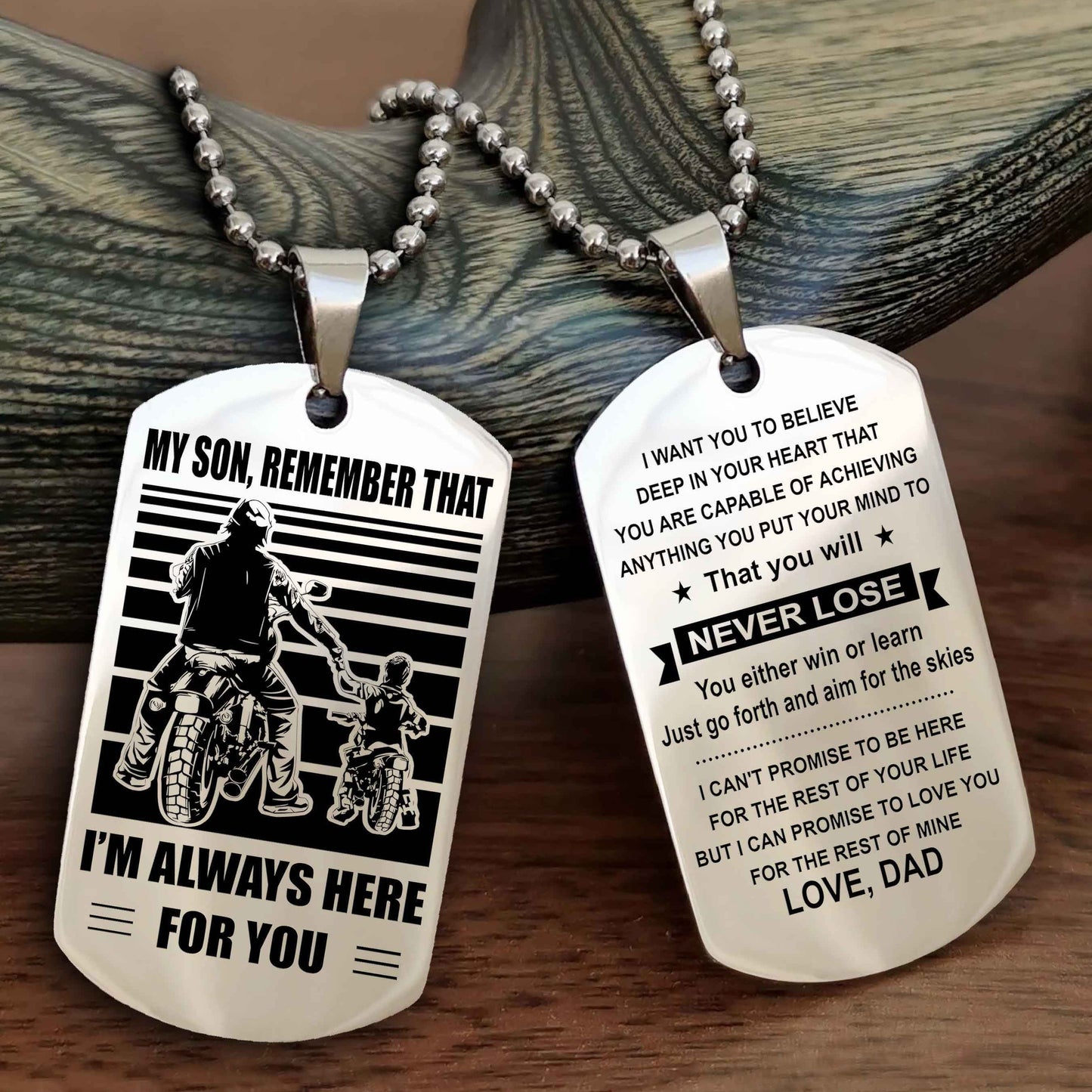 DRB Personalized Double Sided Dog Tag My Son Remember That I Will Always Here You Will Never Lose You Either Win Or Learn