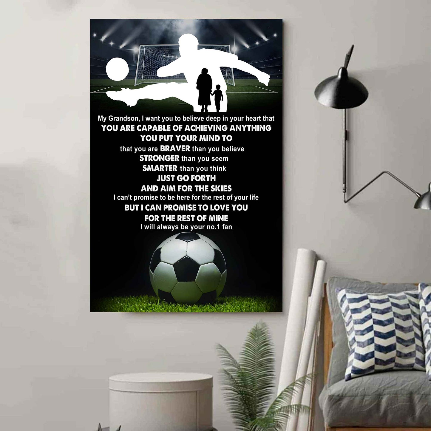 Baseball Poster Canvas Grandma To Grandson - That You Are Braver Than You Believe You Are Capable Of I Will Always Your No 1 Fan