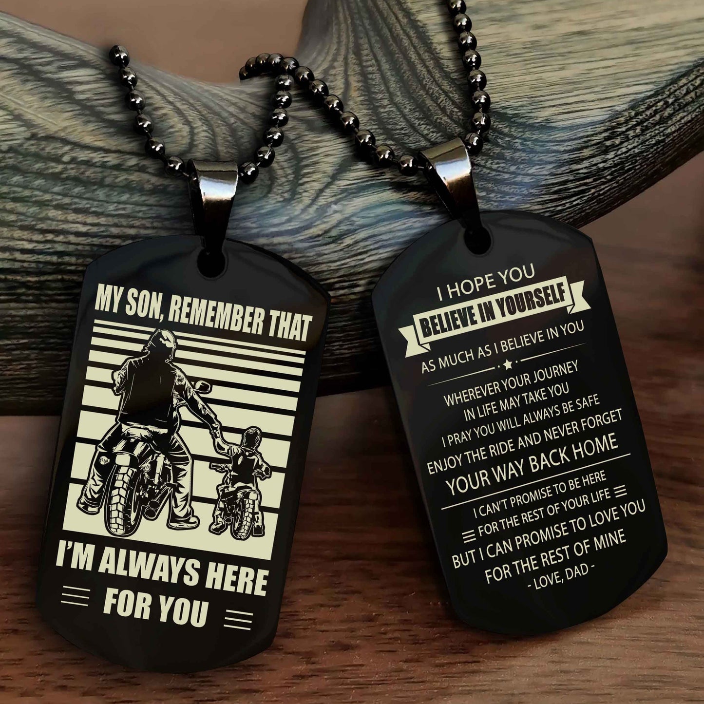 DRB Personalized Double Sided Dog Tag My Son Remember That I Will Always Here Never Forget Your Way Back Home