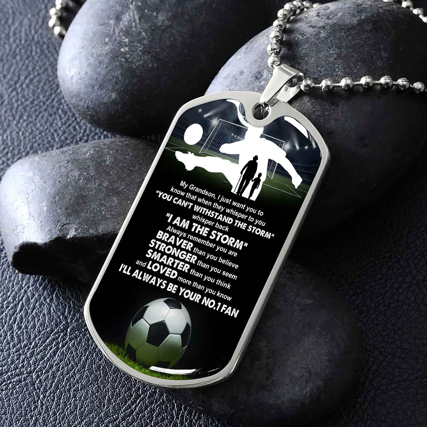 Sport Military Chain 18K Gold Plated Silver Plated To My Grandson From Grandpa Motivation Message I Will Always Be Your No 1 Fan