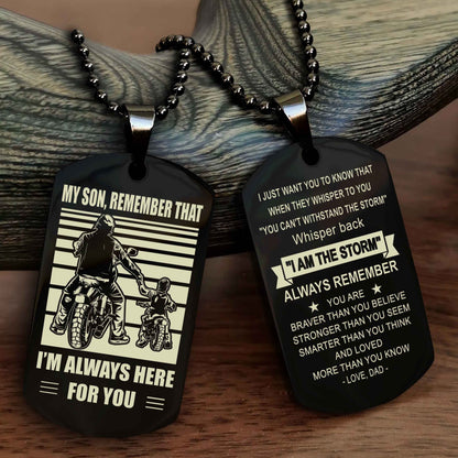 DRB Personalized Double Sided Dog Tag My Son Remember That I Will Always Here Whisper Back I Am The Storm