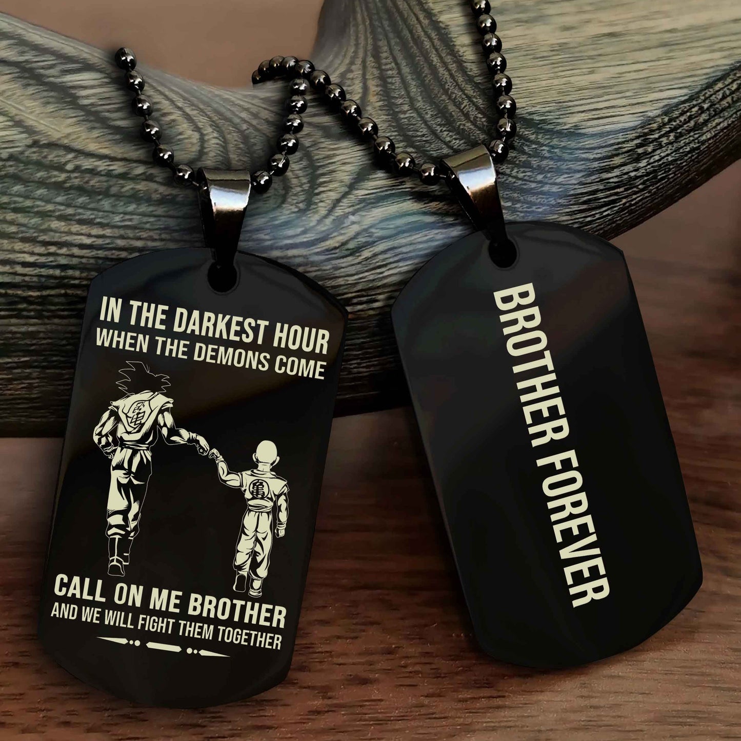Biker Customizable engraved black dog tag double sided gift from brother, brother forevers