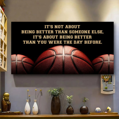 Personalized Basketball Poster Canvas It Is Not About Being Better Than Someone Else It's About Being Better Than You Were The Day Before
