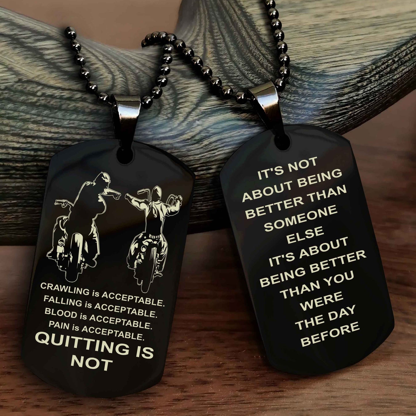 Spartan Double Sided Dog Tag Quiting Is Not It Is About Being Better Than You Were The Day Before