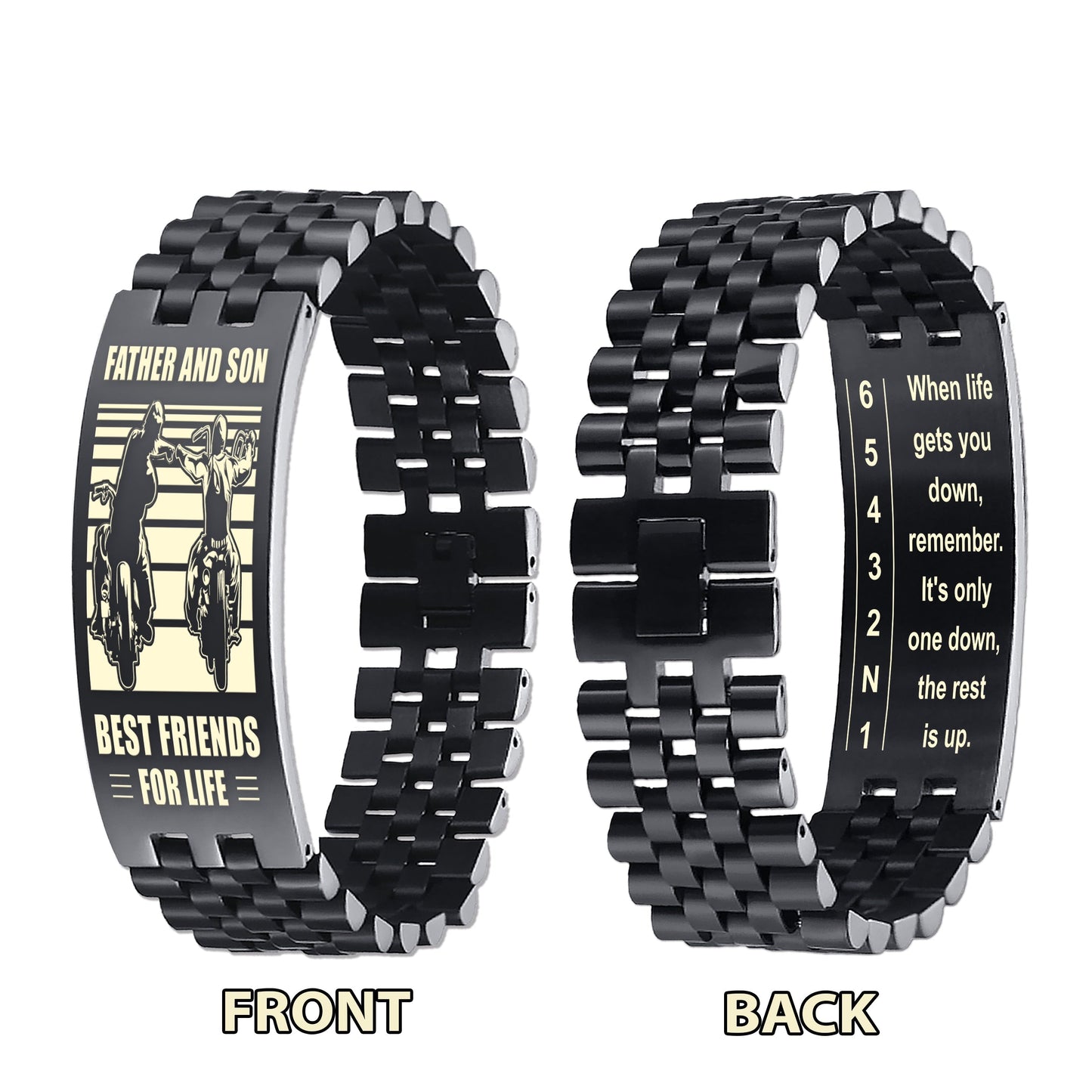 Biker double side bracelet, When life gets you down, remember. It’s only one down, the rest is up.