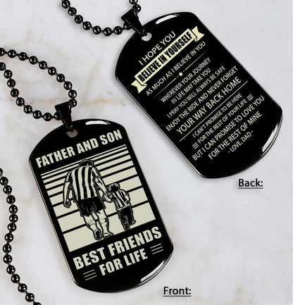 Hockey NVL Personalized Double Sided Dog Tag Father And Son Best Friends For Life - Message on the back side