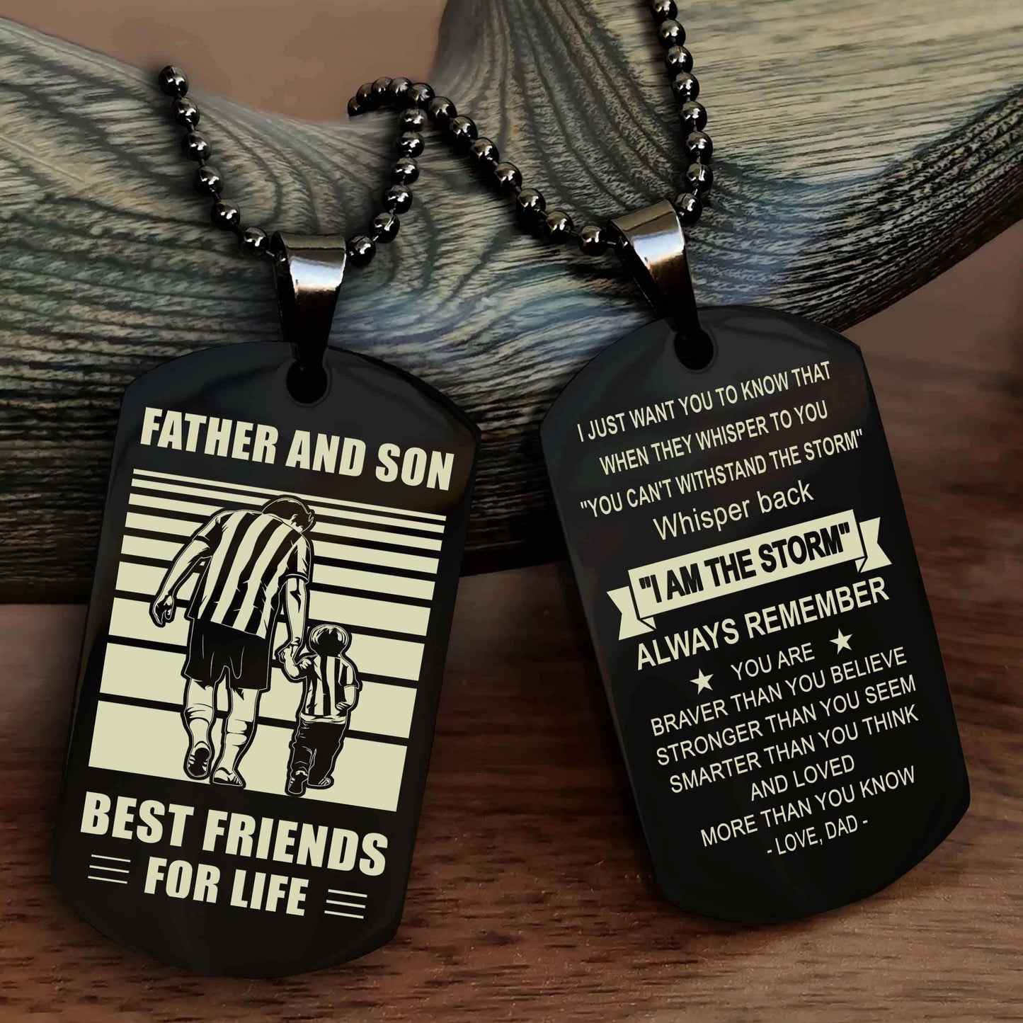 Viking Personalized Double Sided Dog Tag Silver To My Son I Love You - Whisper Back I'm The Storm