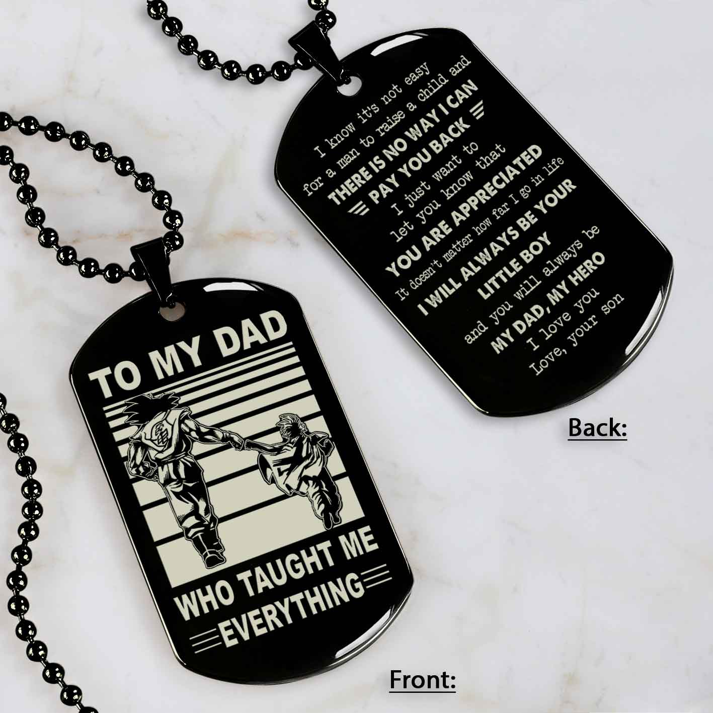 Customized Family Double Side Dog Tag To My Dad Who Taughte Me Everything I Know It's Not Easy - I Will Always Be Your Little Boy Gift From Son To Dad Father's Day Gift