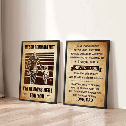 Combo 2 DRB Poster Canvas My Son Remember That - You Will Never Lose You Either Win Or Learn
