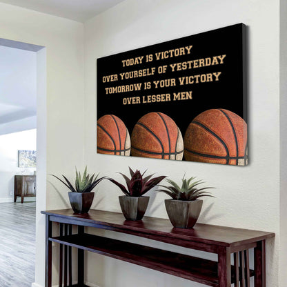 Basketball Poster Canvas Today Is Victory Over Your Self Best Gift With Motivation Quotes