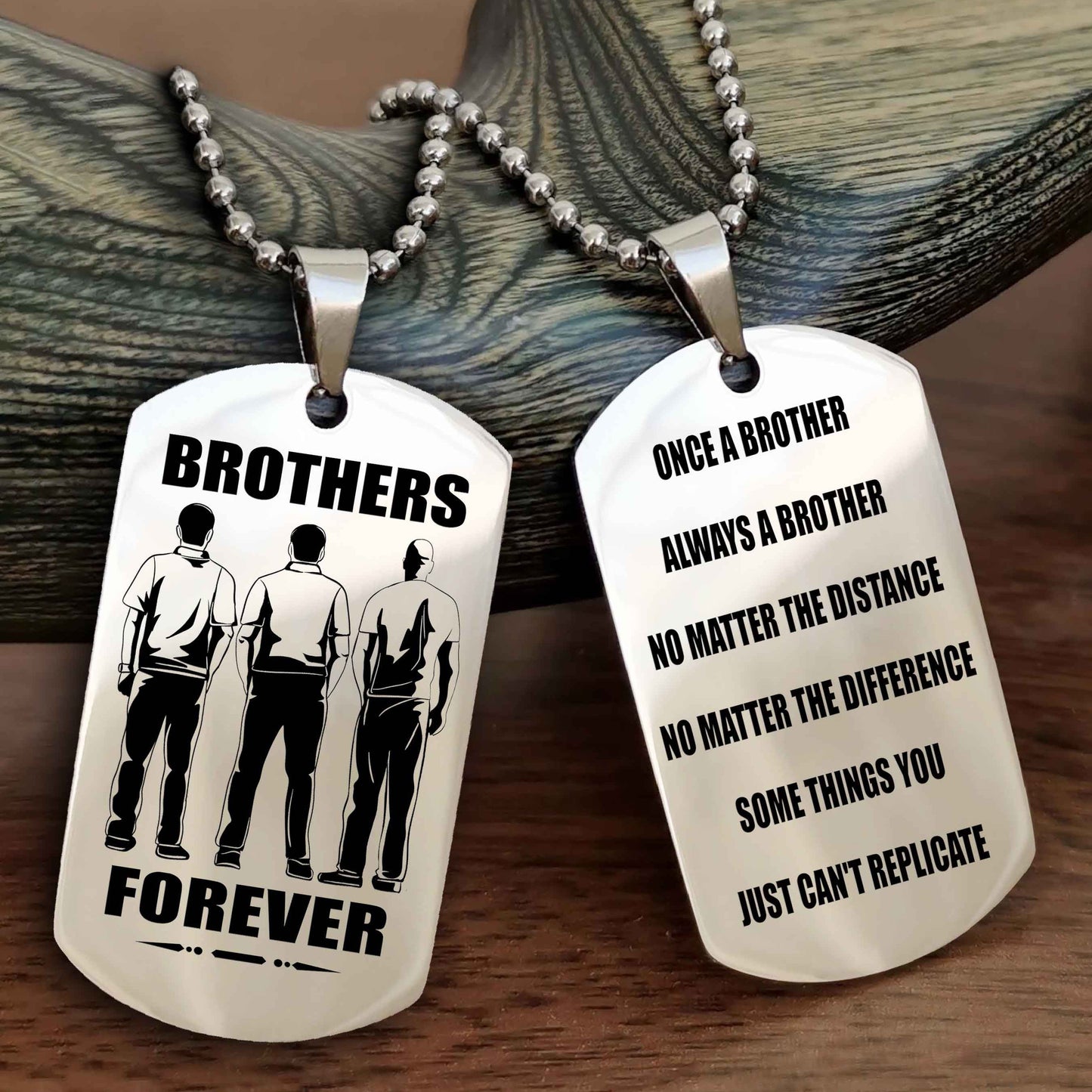 Samurai customizable engraved dog tag double sided gift from brother - Brother Forever Once A Brother Always A Brother
