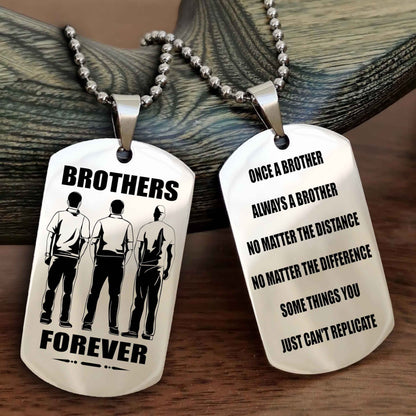 Cowboy Customizable engraved dog tag double sided gift from brother - Brother Forever Once A Brother Always A Brother